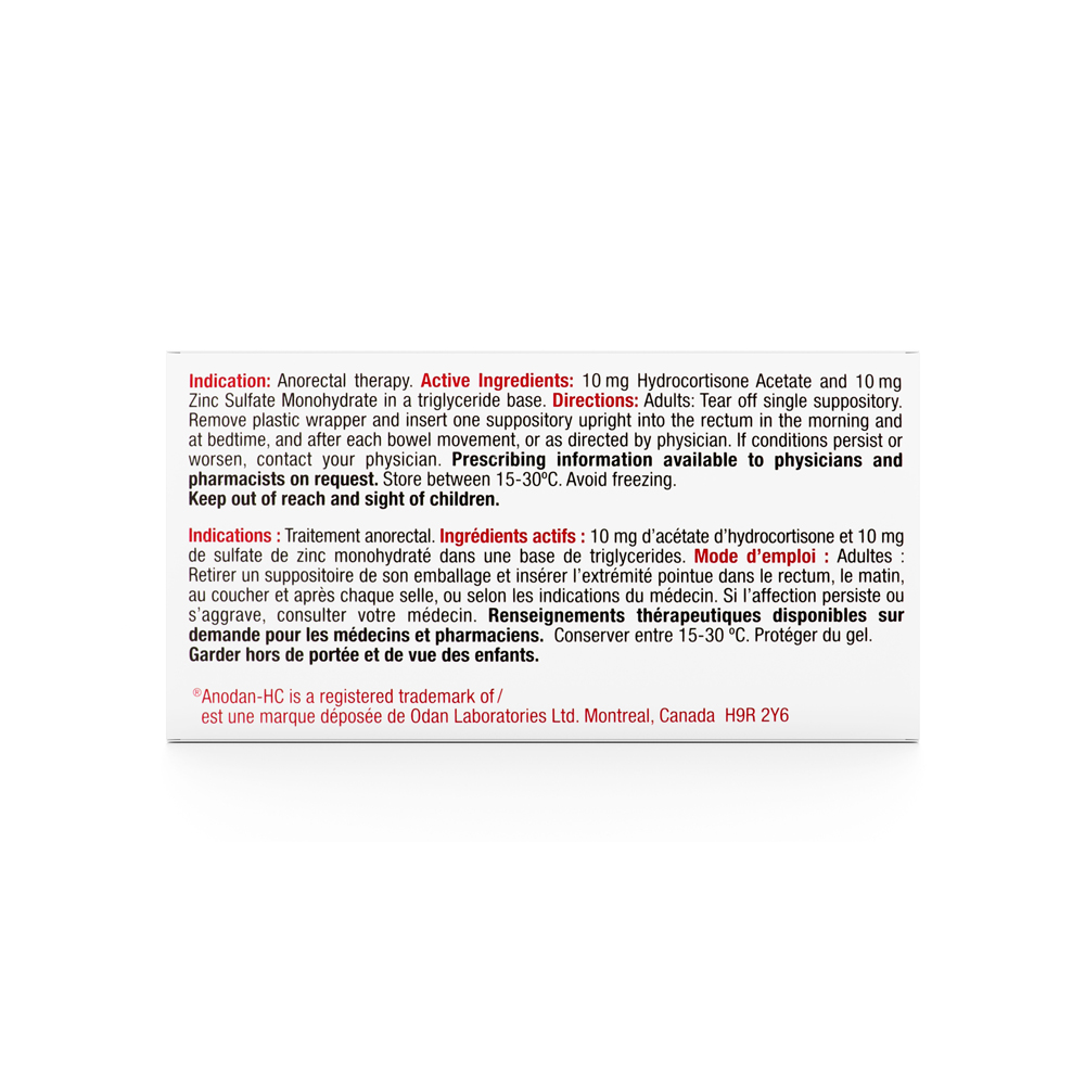 Anodan HC Suppository (Hydrocortisone Zinc)