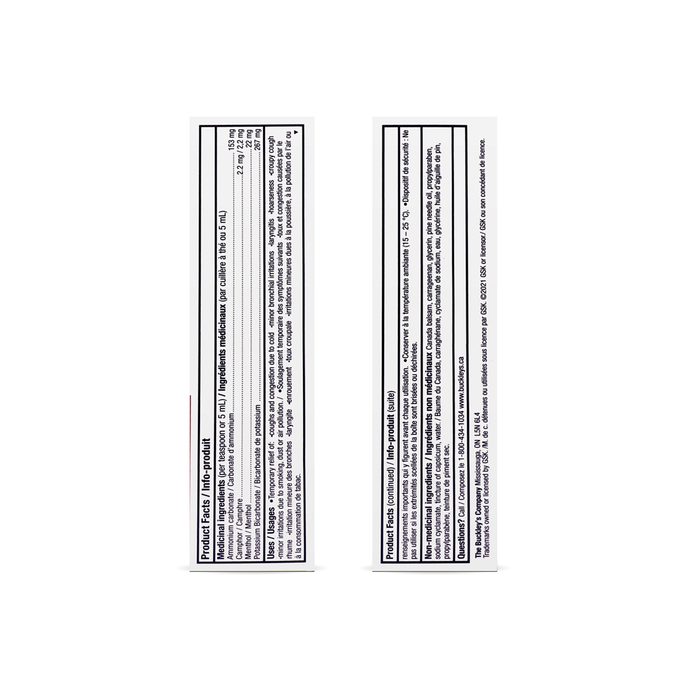 Buckley’s original mixture (Ammonium Potassium Menthol Camphor)