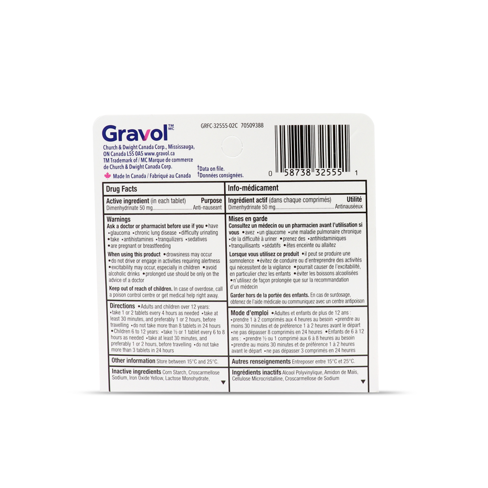 Gravol 30 tablets (Dimenhydrinate)