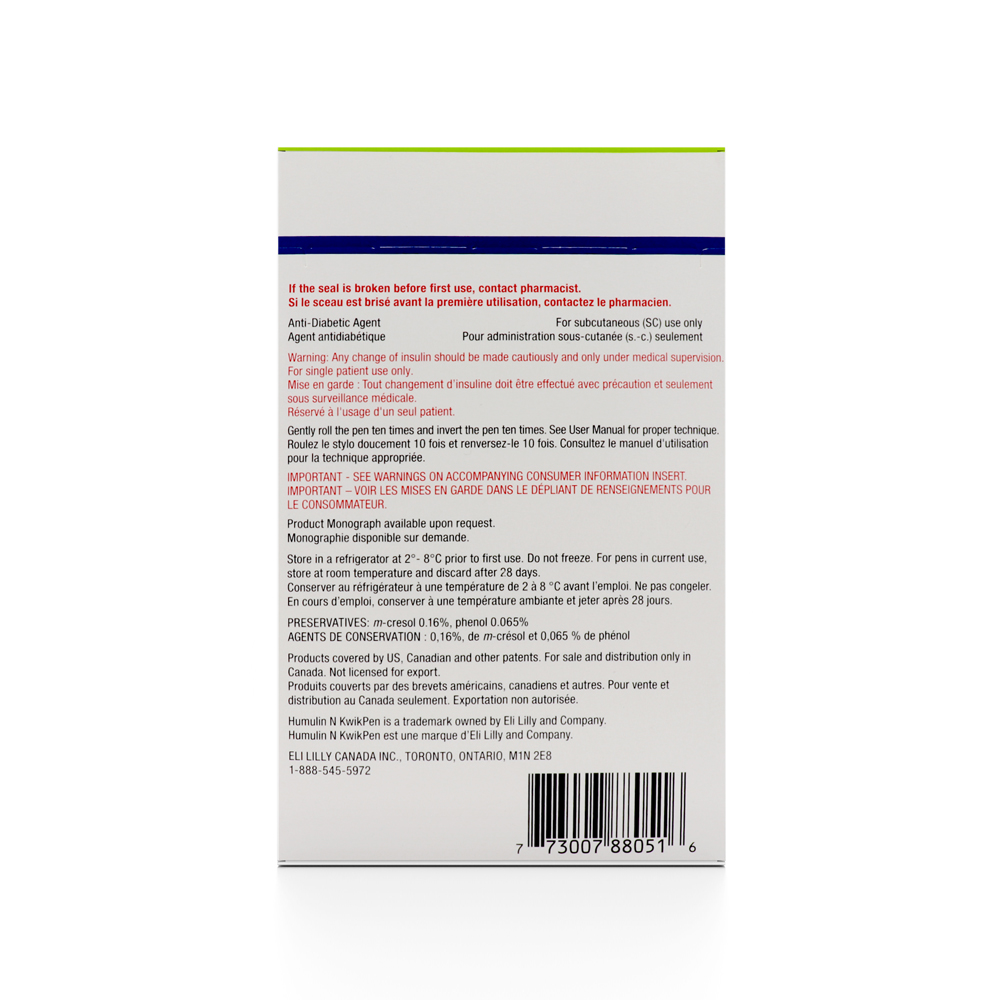 Humulin N KwikPen (Insulin Isophane biosynthetic NPH)