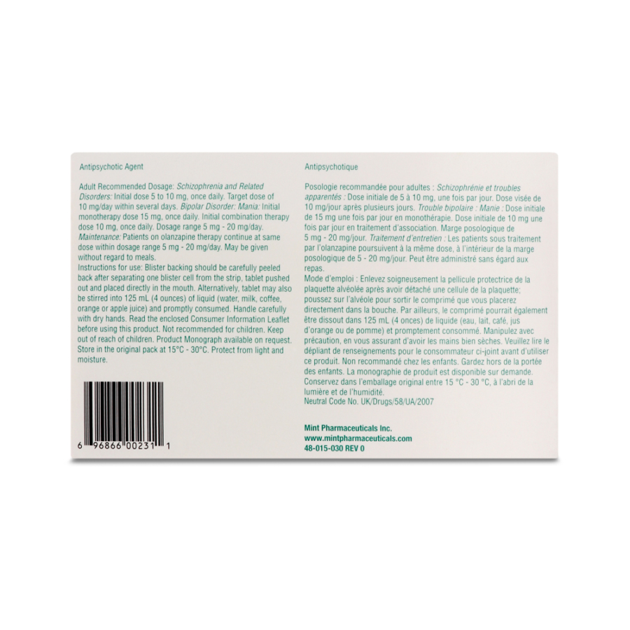 Mint Olanzapine ODT (Olanzapine orally-disintegrating tablets)