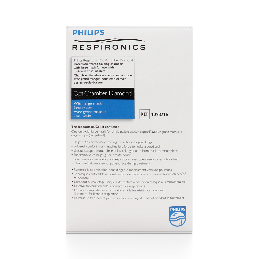 Respironics Philips Anti Static Valved Holding Chamber with LiteTouch Mask Large Mask